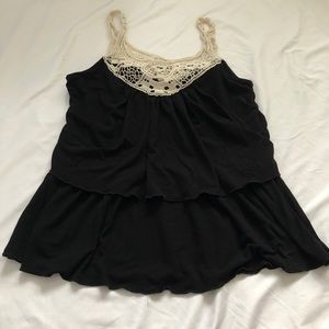 Black Tank Top with Lace Detail